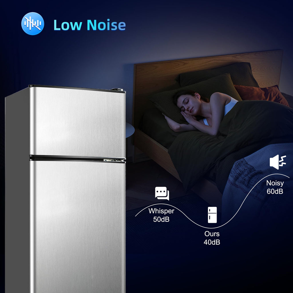 3.3 Cu. Ft. Mini Fridge with Freezer, Compact Refrigerator with Adjustable 7-Level Thermostat, Dorm Fridge for Kichen, RV, Office, Apartment, Black