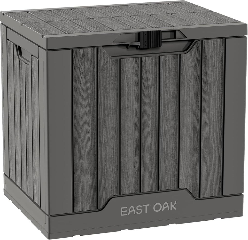 EAST OAK Outdoor Storage Box, 120 Gallon Deck Box with Stainless Steel Rods Large Resin Storage Bin for Patio Cushions, Garden Tools, Waterproof and