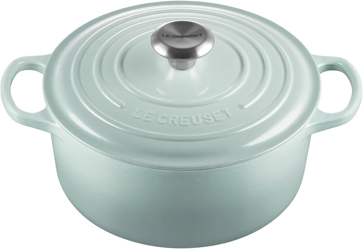 Le Creuset Geëmailleerde Gietijzeren Signature Ronde Hollandse Oven met Deksel, 5.5 Quart, Zeezout(Zeezout/4.5 Qt)