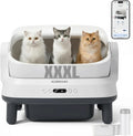 Zelfreinigende kattenbak, 120 liter, XXXL, automatische kattenbak met app-besturing en geurverwijdering, elektrische kattenbak met 8-voudige bescherming, ideaal voor grote katten en