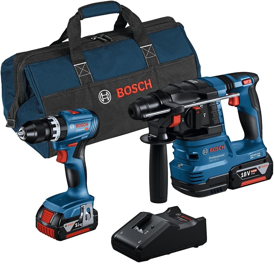 Bosch Professional combiset GSB 18V-45 + GBH 18V-22 (incl. 2 x 4,0Ah-accu, oplader GAL 18V-40, in gereedschapstas)