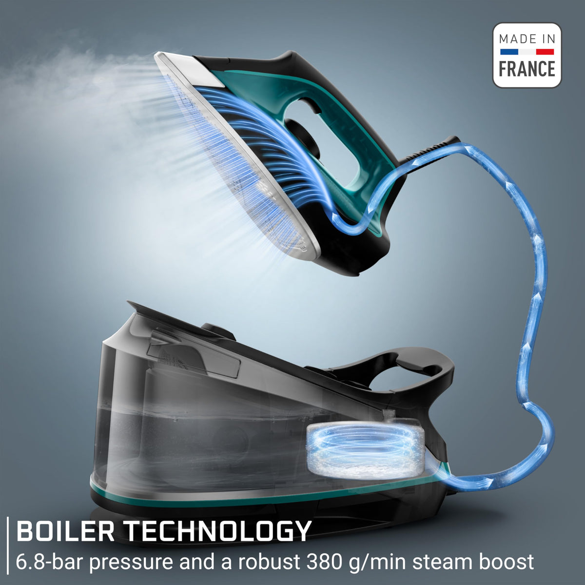 Rowenta Iron for Clothes, High Pressure Steamer Iron with Boiler System, 400 Steam Holes, Vertical Steaming, 37oz Tank, Stainless Steel Soleplate