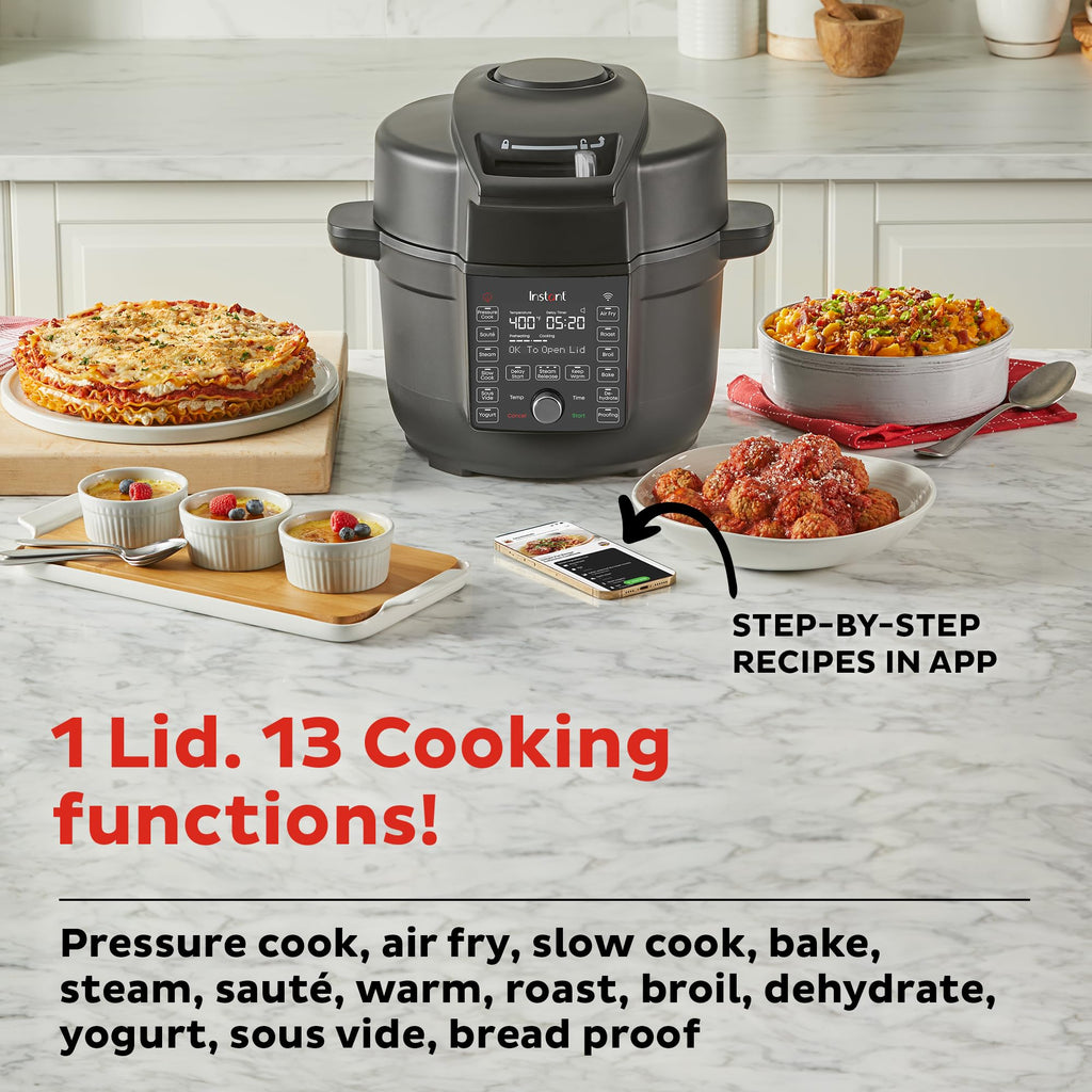Instant Pot Duo Crisp Ultimate Lid,13-in-1 Air Fryer&Pressure Cooker Combo, Saut, Slow Cook, Bake, Steam, Warm, Roast, Dehydrate, Sous Vide&Proof