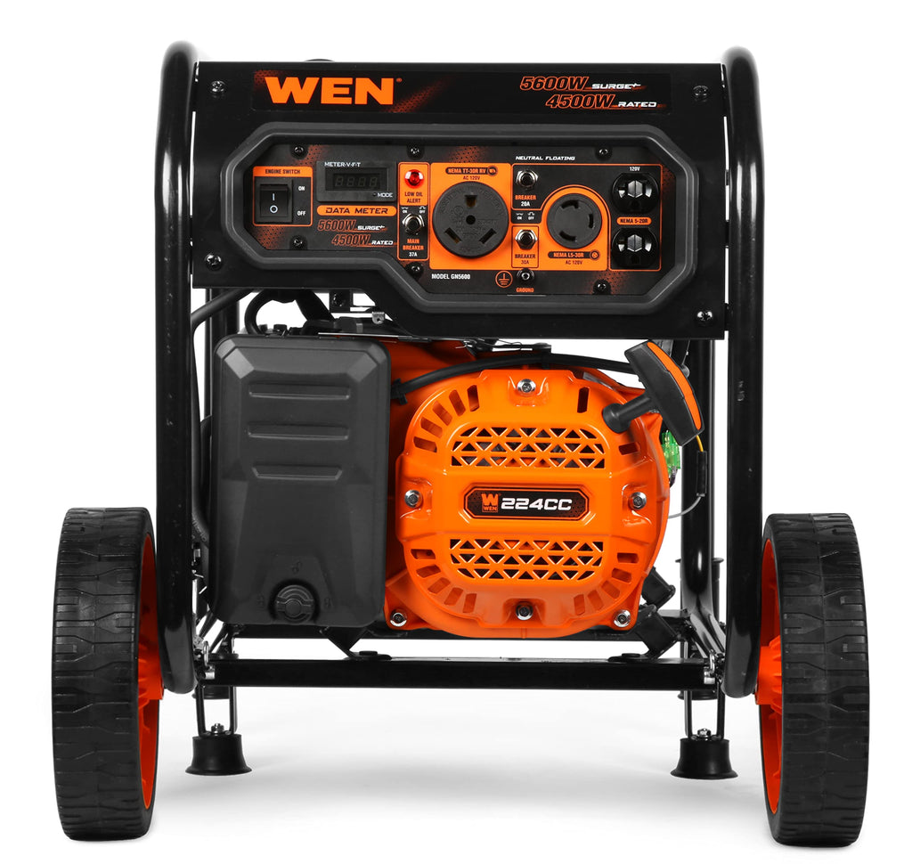 WEN 5600-Watt Portable Generator, Electric Start, 224cc, Transfer-Switch and RV-Ready with CO Shutdown Sensor (GN5602X)