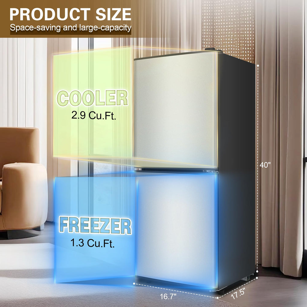 Mini Refrigerator with Freezer 4.0 Cu. Ft., Small Dorm Fridge with Freezer, Adjustable Thermostat Compact Fridge Freezers for Apartment, Dorm