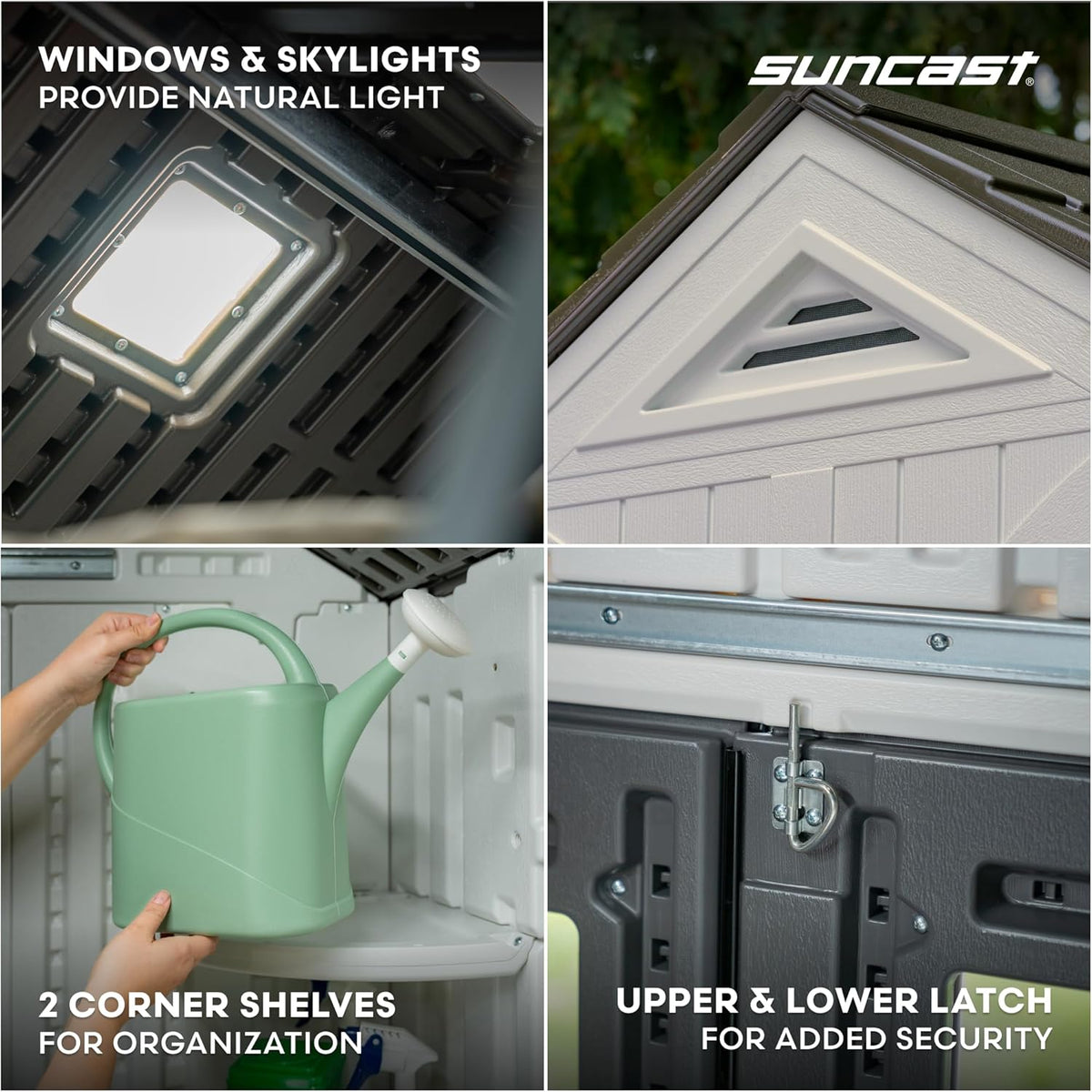 Suncast 8x7 Ft. Outdoor Storage Shed - Large Resin Shed with Floor, Lockable Double Doors, & Skylights. 378 Cu Ft Tremont Garden Sheds & Outdoor