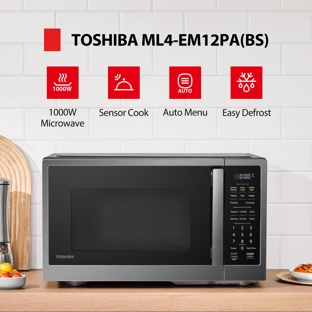 TOSHIBA ML4-EM22PAIT(SS) Countertop Microwave Oven with Sensor Cook, 6 Auto Menus, Origin Inverter, Child Lock, 2.2 Cu Ft for Large Family, 16.5 Inch