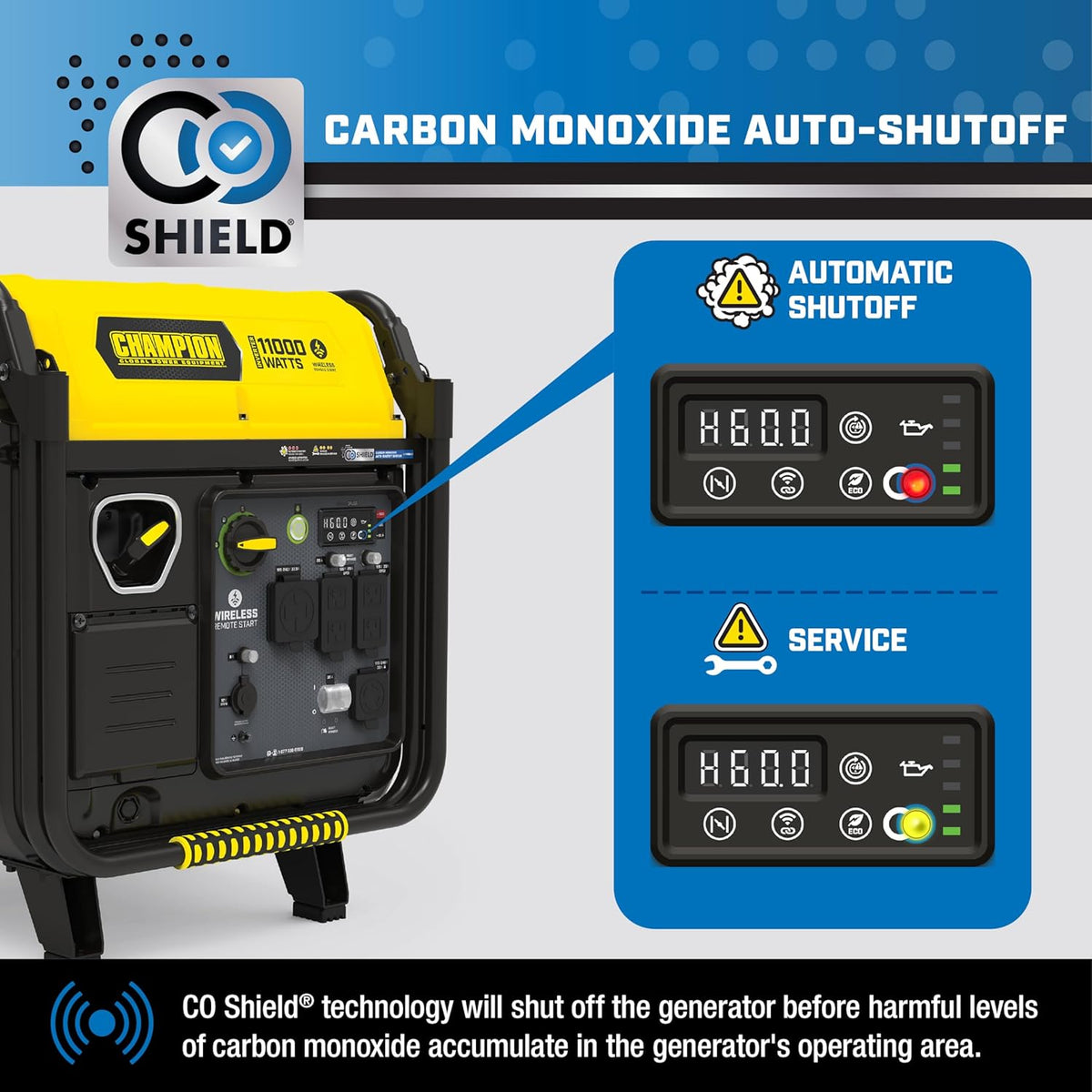 Champion Power Equipment 11,000-Watt Wireless Remote Start Home Backup Portable Inverter Generator with Quiet Technology and CO Shield