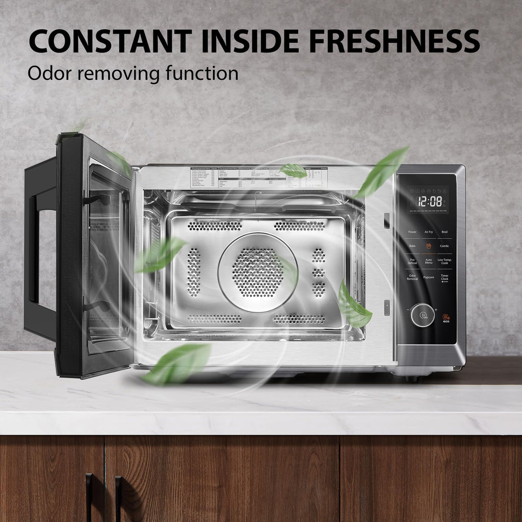 TOSHIBA Air Fryer Combo 8-in-1 Countertop Microwave Oven, with Convection, Broil, Odor Removal Mode, 12.4" Position Memory Turntable, Child-Lock, 1.0