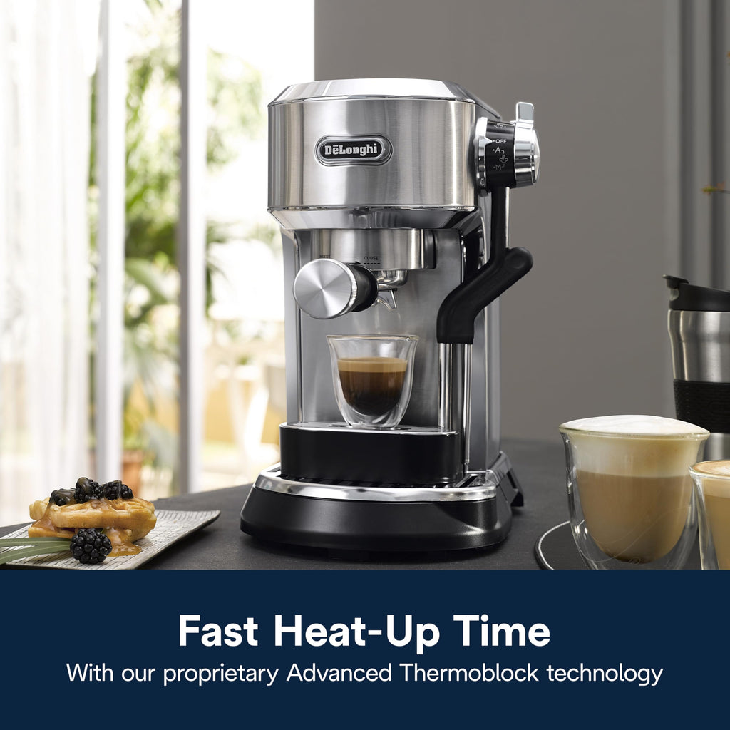 De'Longhi Dedica Maestro Plus Espresso Machine, Automatic Steam Wand, 3 Coffee Temp & Milk Foam Settings, 54oz Removable Tank, Easy-to-Clean