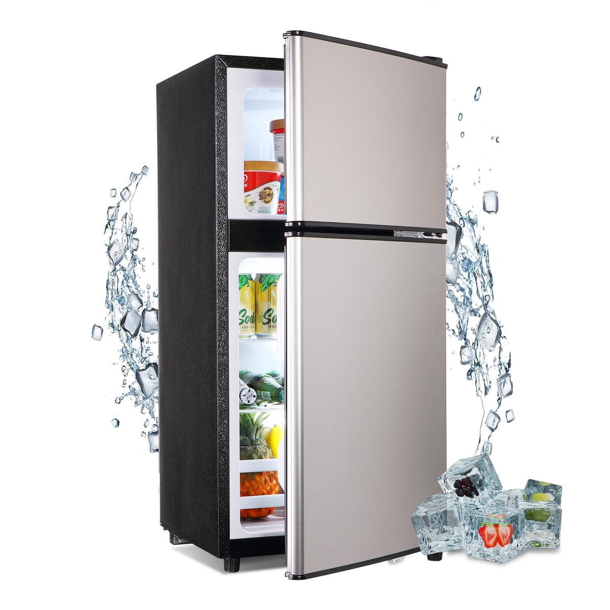 Mini Refrigerator with Freezer 4.0 Cu. Ft., Small Dorm Fridge with Freezer, Adjustable Thermostat Compact Fridge Freezers for Apartment, Dorm