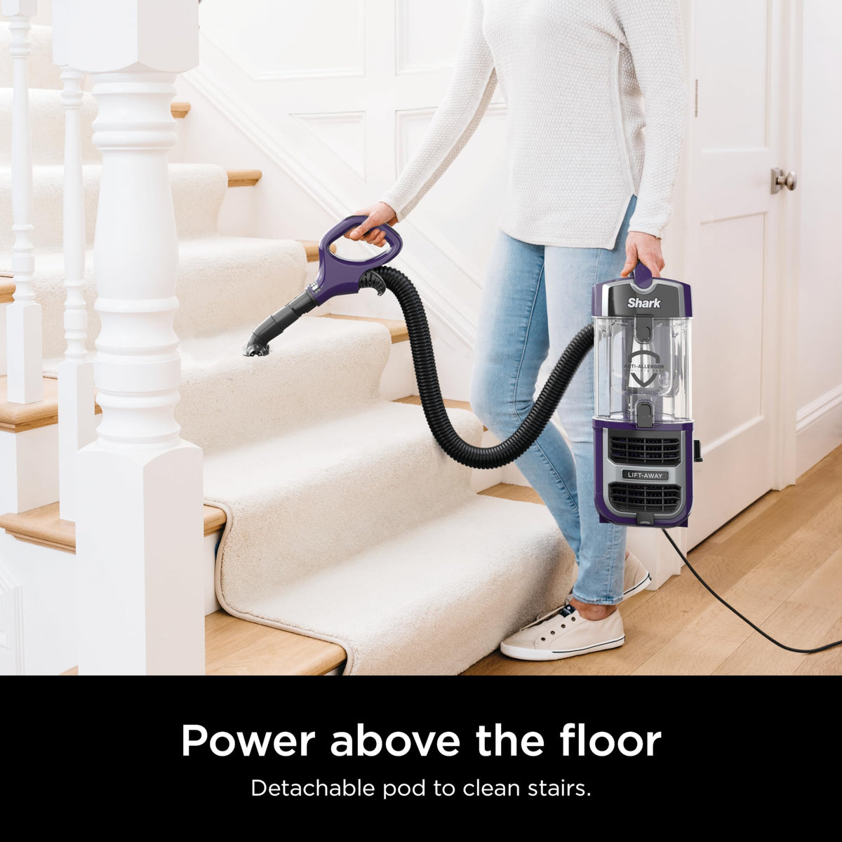 Shark NV501 Rotator Professional Lift-Away Upright Vacuum with HEPA Filter, Swivel Steering, LED Headlights, Wide Upholstery Tool, Dusting Brush &