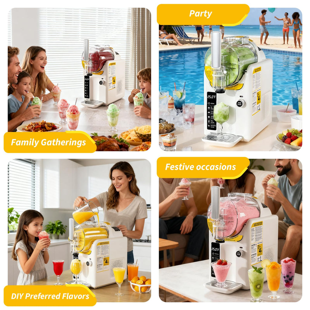 2 IN1 Ice Cream Maker Slushie Machine for Home - 88oz Slushy Machine Maker No Ice Needed Self Cleaning, Frozen Drink Machine, 5 Preset for Soft Serve