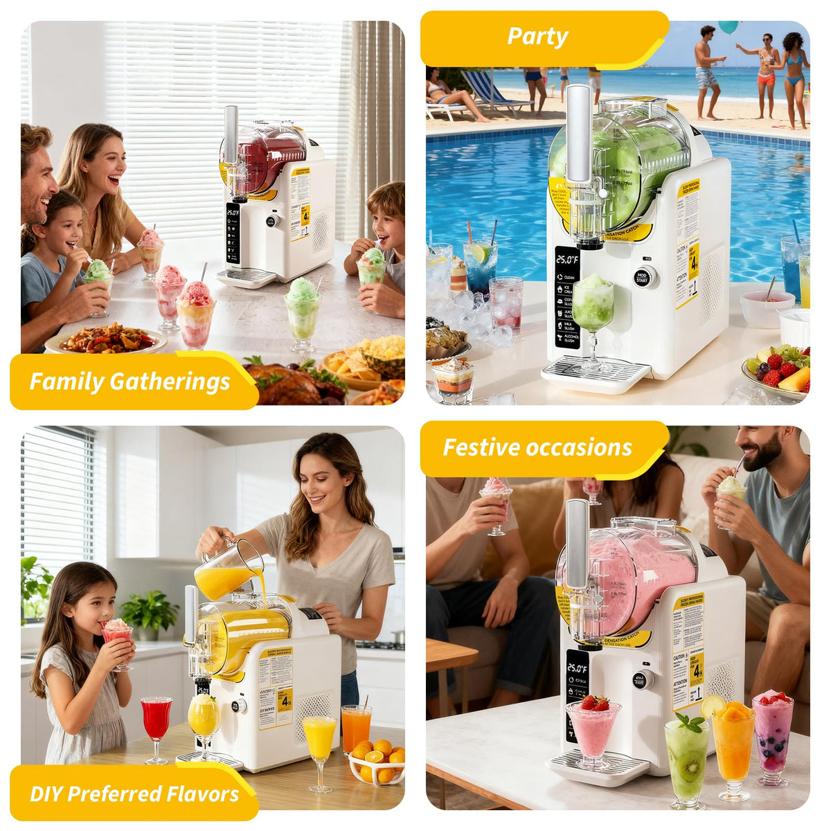 2 IN1 Ice Cream Maker Slushie Machine for Home - 88oz Slushy Machine Maker No Ice Needed Self Cleaning, Frozen Drink Machine, 5 Preset for Soft Serve
