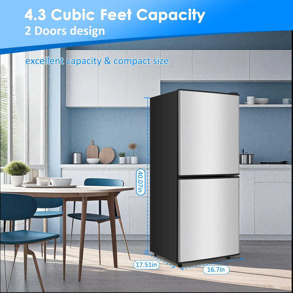 3.3 Cu. Ft. Mini Fridge with Freezer, Compact Refrigerator with Adjustable 7-Level Thermostat, Dorm Fridge for Kichen, RV, Office, Apartment, Black