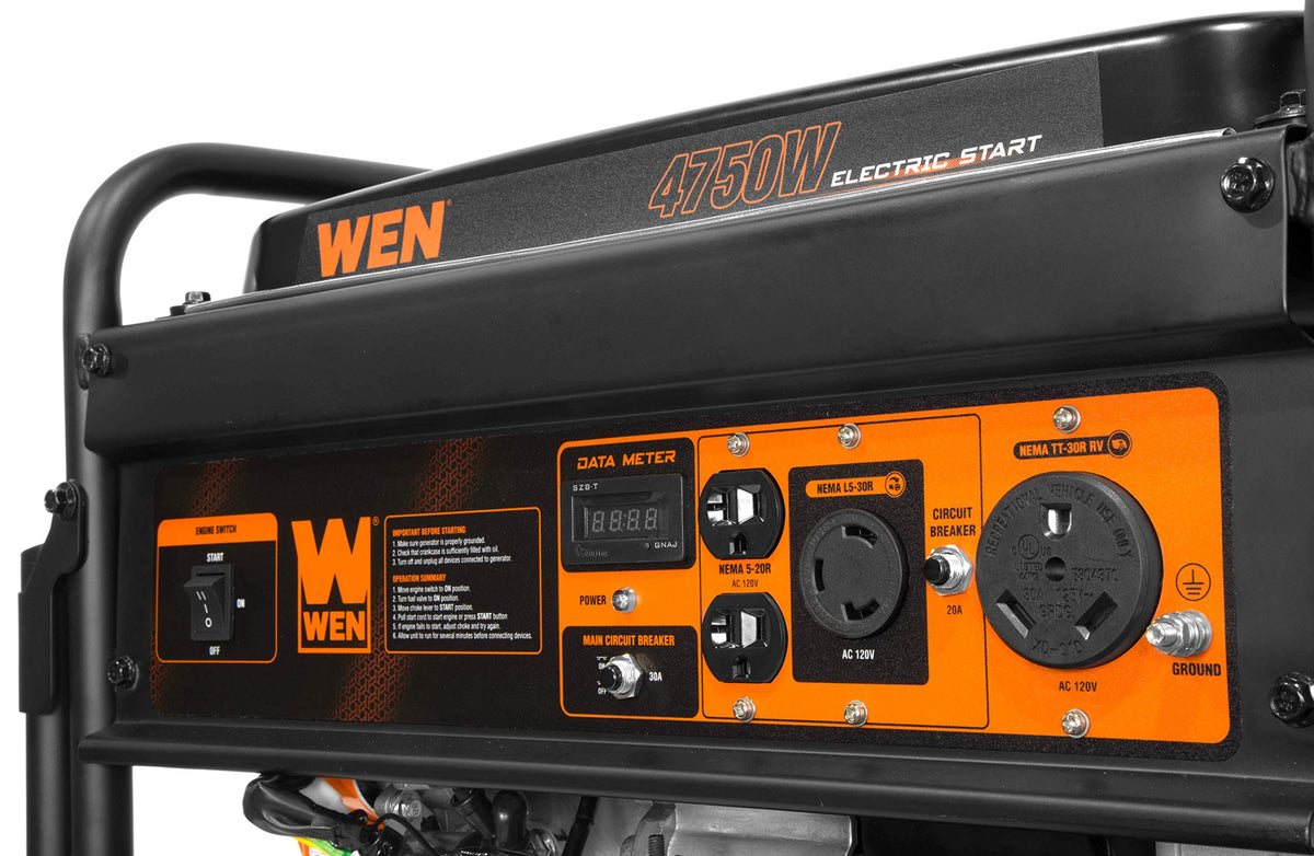 WEN 5600-Watt Portable Generator, Electric Start, 224cc, Transfer-Switch and RV-Ready with CO Shutdown Sensor (GN5602X)