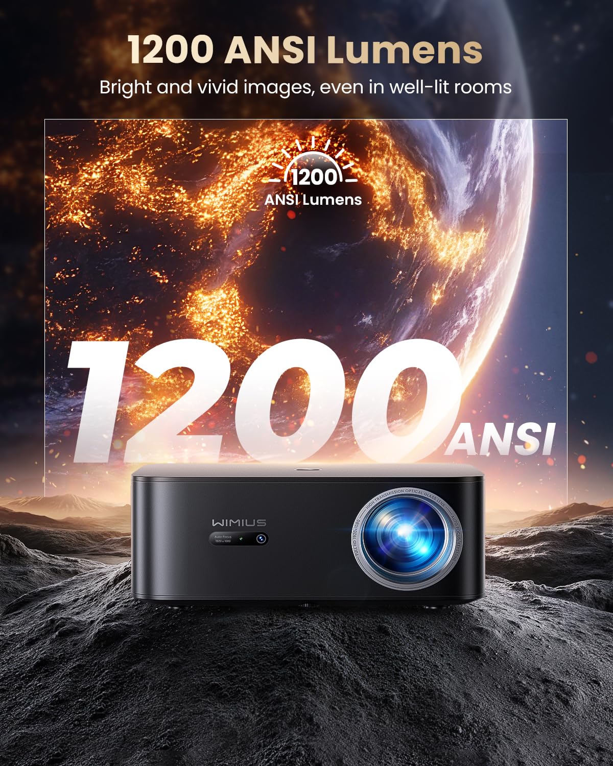 1200 ANSI/Google TV/4K Supported Smart Projector with WiFi & Bluetooth, Outdoor & Home Movie Projectors with Voice Control,Auto Focus & Keystone