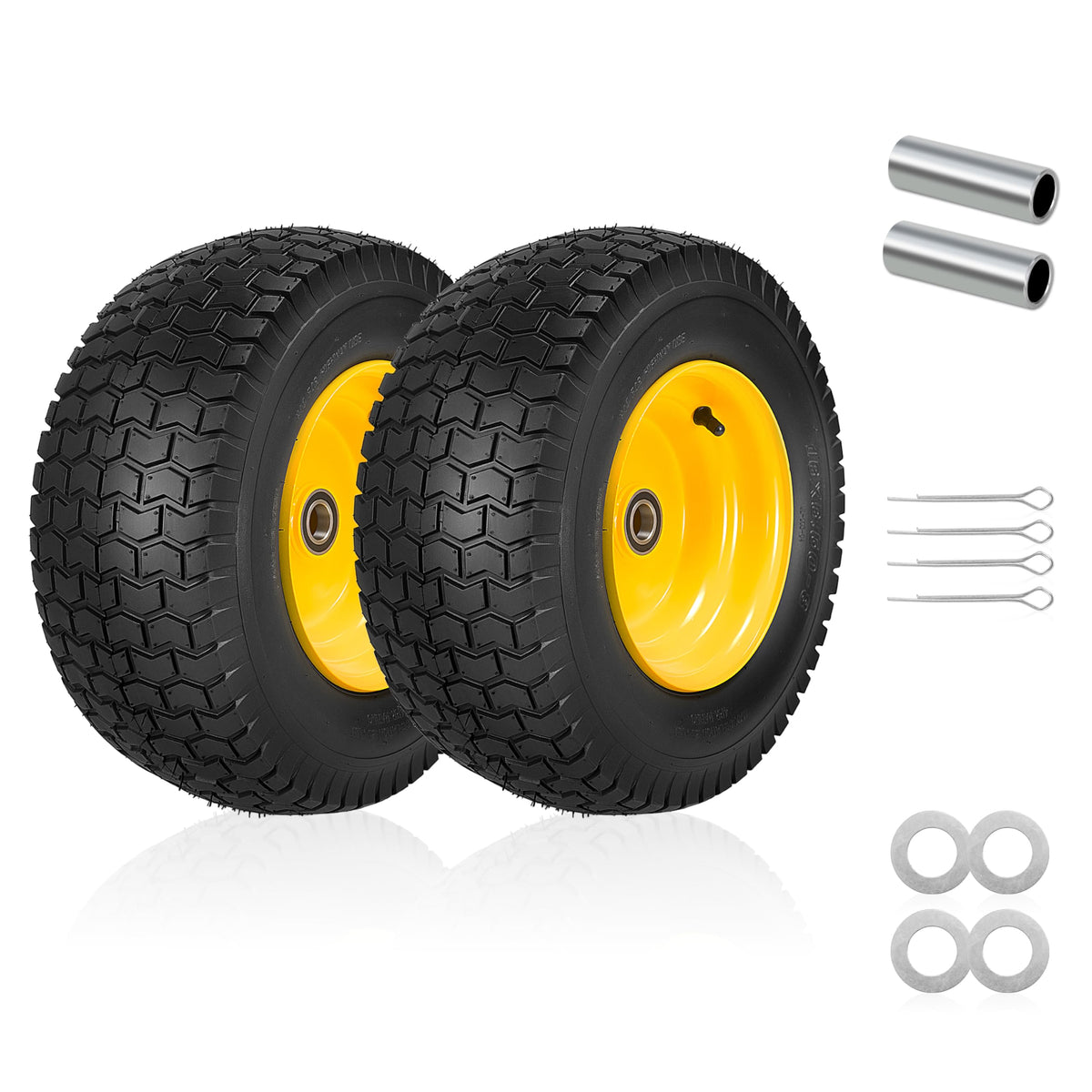 2-Pack 20x10.00-8 Tubeless Lawn Mower Rear Tire and Wheel Assembly, 4-Ply.