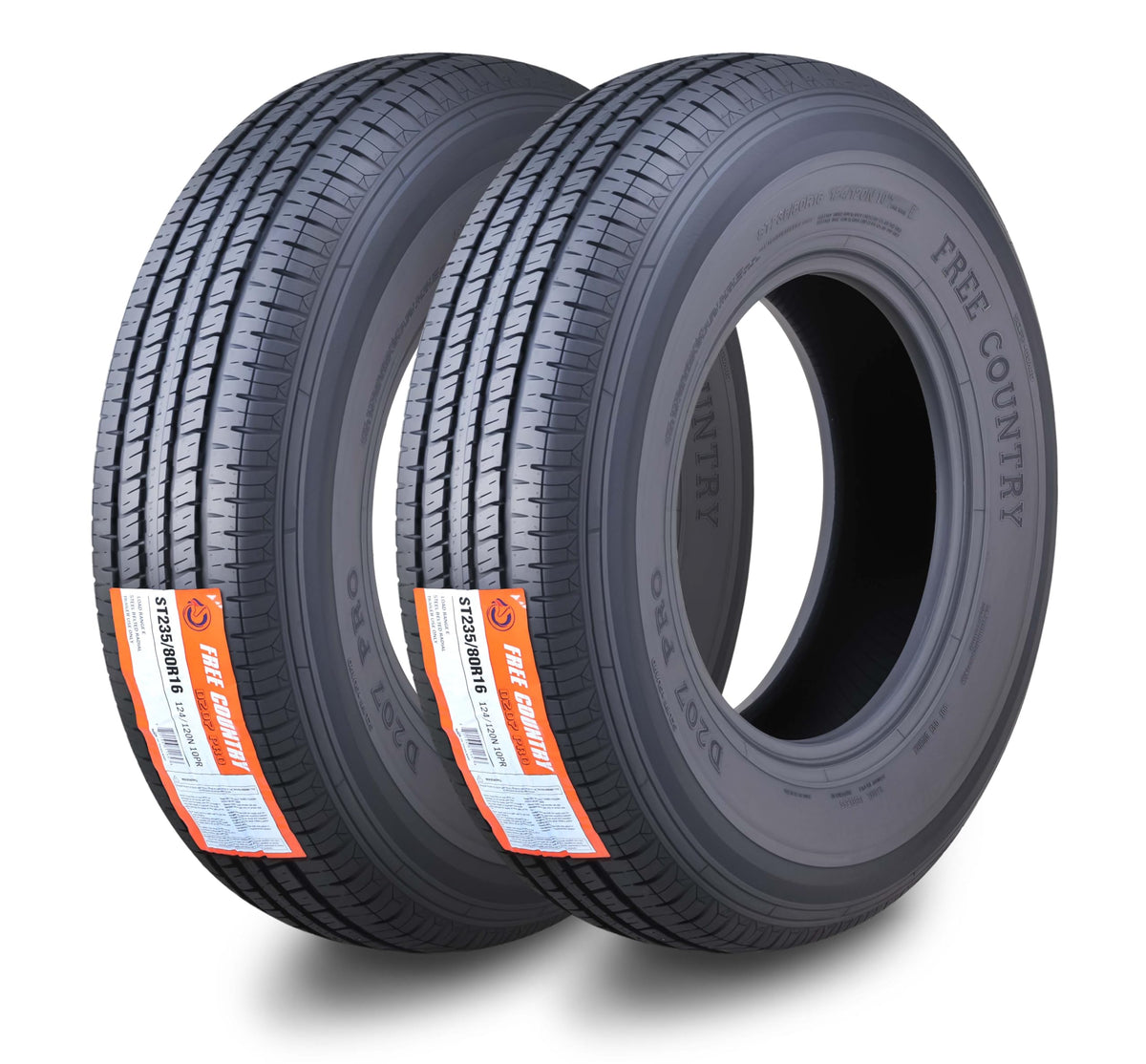Free Country ST205/75R15 Prem Trailer Tires 8PR LR D 107N w/Scuff Guard, S2