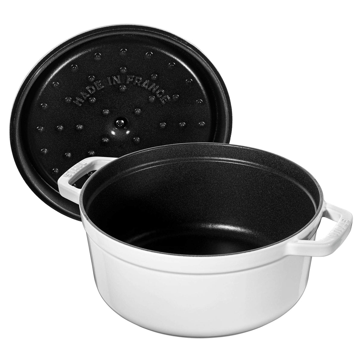 Staub Cast Iron 7-qt Round Cocotte - White Truffle, Made in France