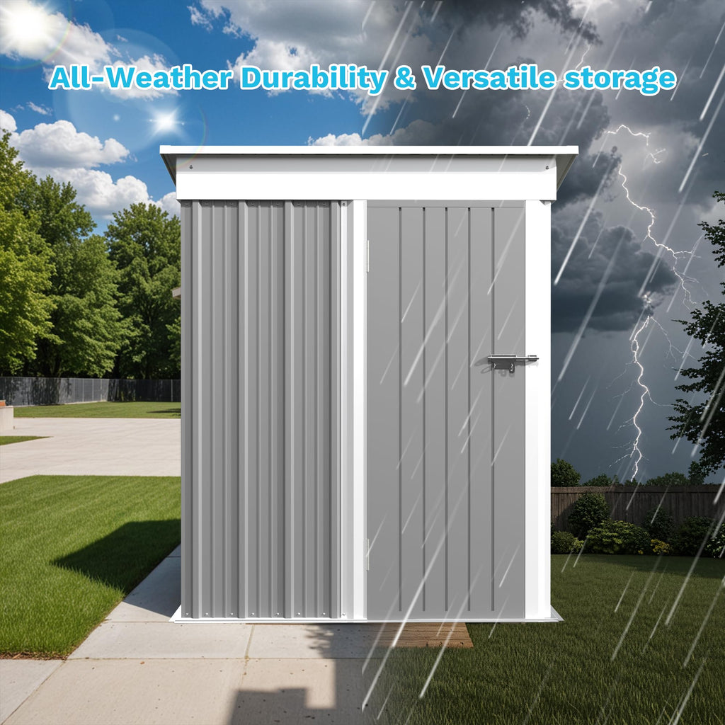 Greesum Outdoor Storage Shed 6 x 8 ft. Utility Tool Shed Metal Storage Garden Shed with Door & Lock for Patio Storage, Brown
