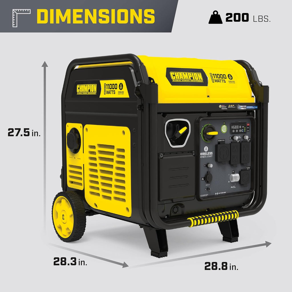 Champion Power Equipment 11,000-Watt Wireless Remote Start Home Backup Portable Inverter Generator with Quiet Technology and CO Shield