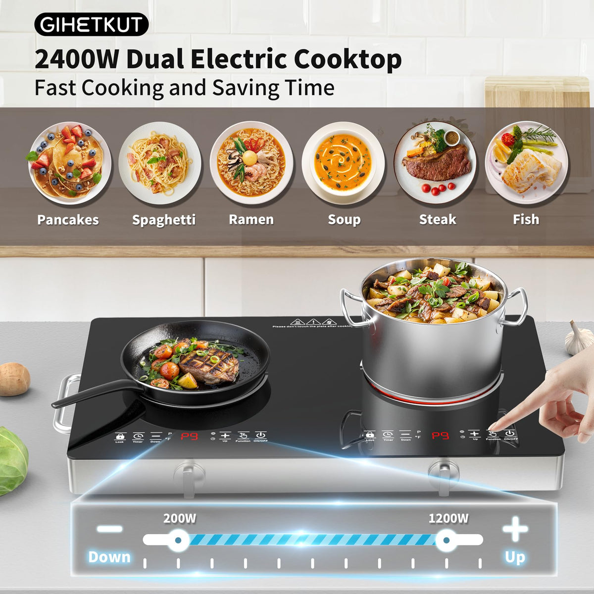 4 Burner Electric Cooktop,7200W Built-in & Countertop 4 Burner Electric Stove Top with 9 Power Levels, Child Safety Lock & 99mins Timer, 30 inch