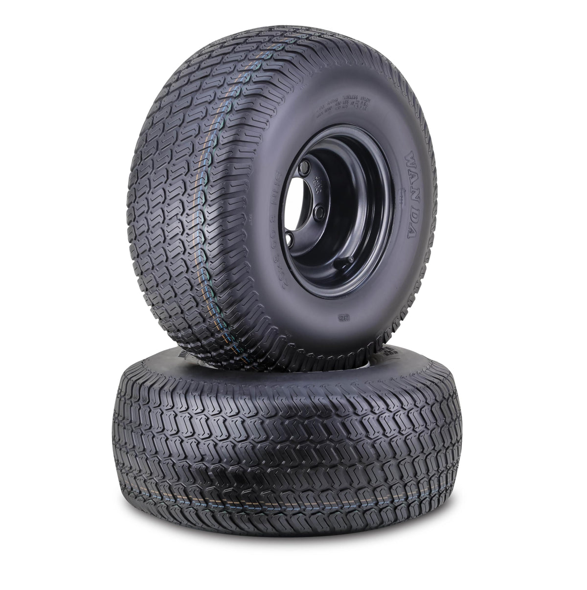 WANDA Lawn Mower Tractor Tire Wheel 18X7.5-8 4PR w/ 4X4" PCD White Rim,SET2