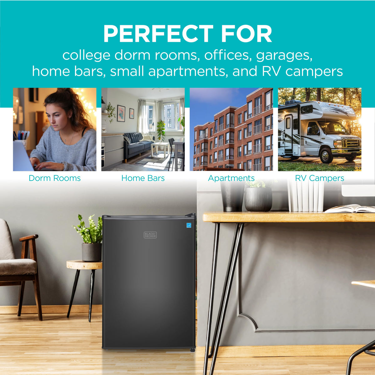 BLACK+DECKER 1.7 Cu. Ft. Compact Refrigerator, ENERGY STAR Certified, Single Door Mini Fridge with Chiller Compartment, Personal Fridge for Home or