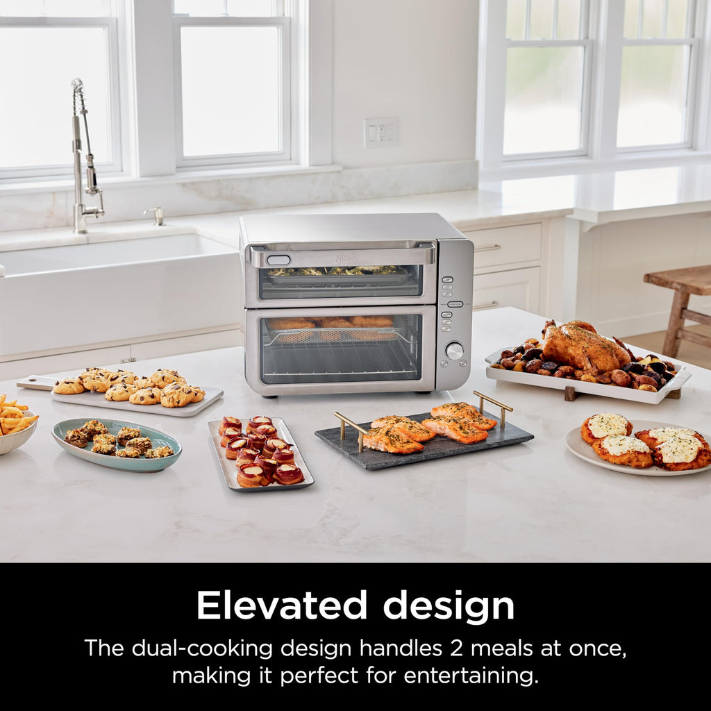 Ninja Air Fryer & Toaster Oven | Double Stack XL | Countertop Oven | 12-in-1 Fits 4.5lb Chicken & 6lbs of Wings | SmartFinish Cook 2 Different Meals