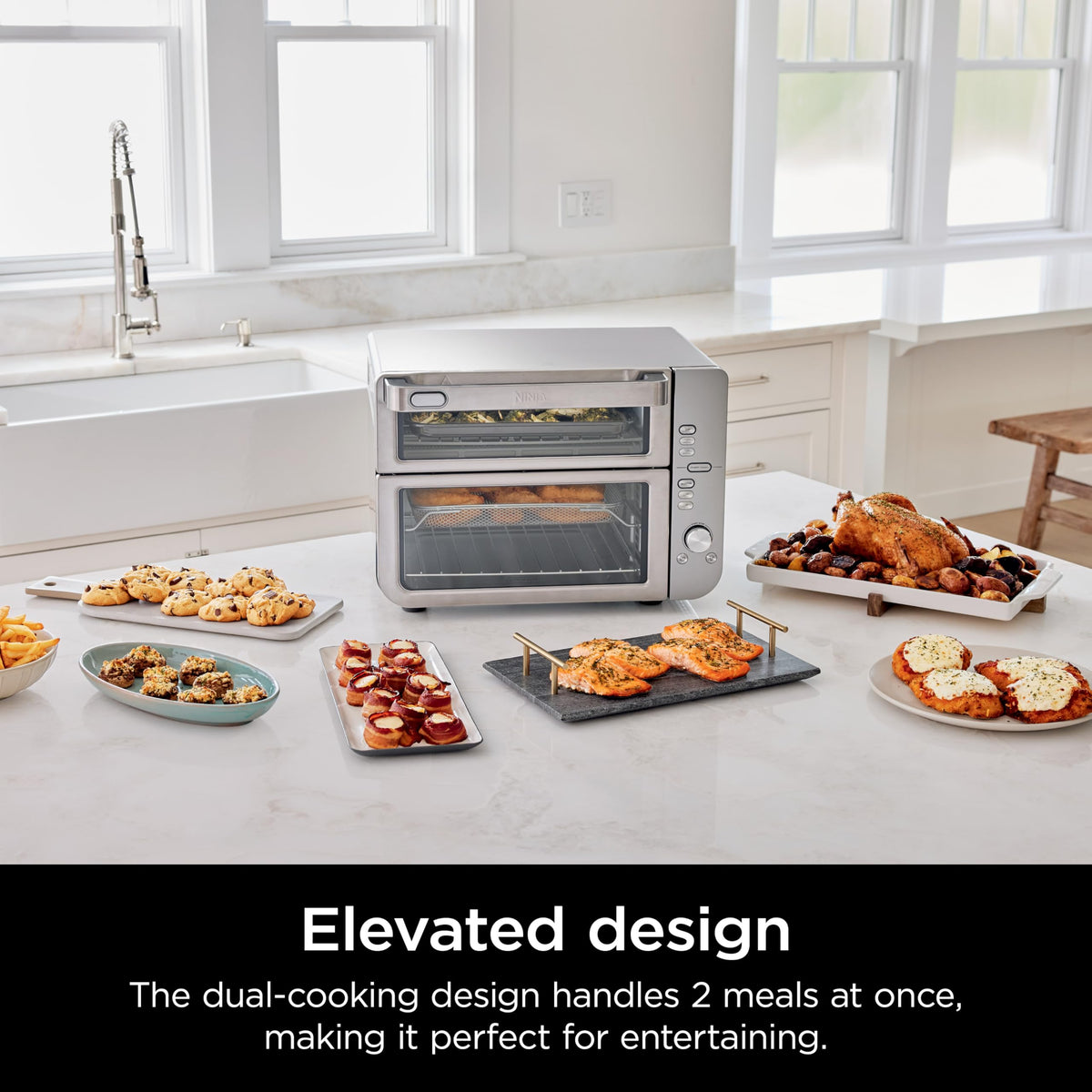 Ninja Air Fryer & Toaster Oven | Double Stack XL | Countertop Oven | 12-in-1 Fits 4.5lb Chicken & 6lbs of Wings | SmartFinish Cook 2 Different Meals