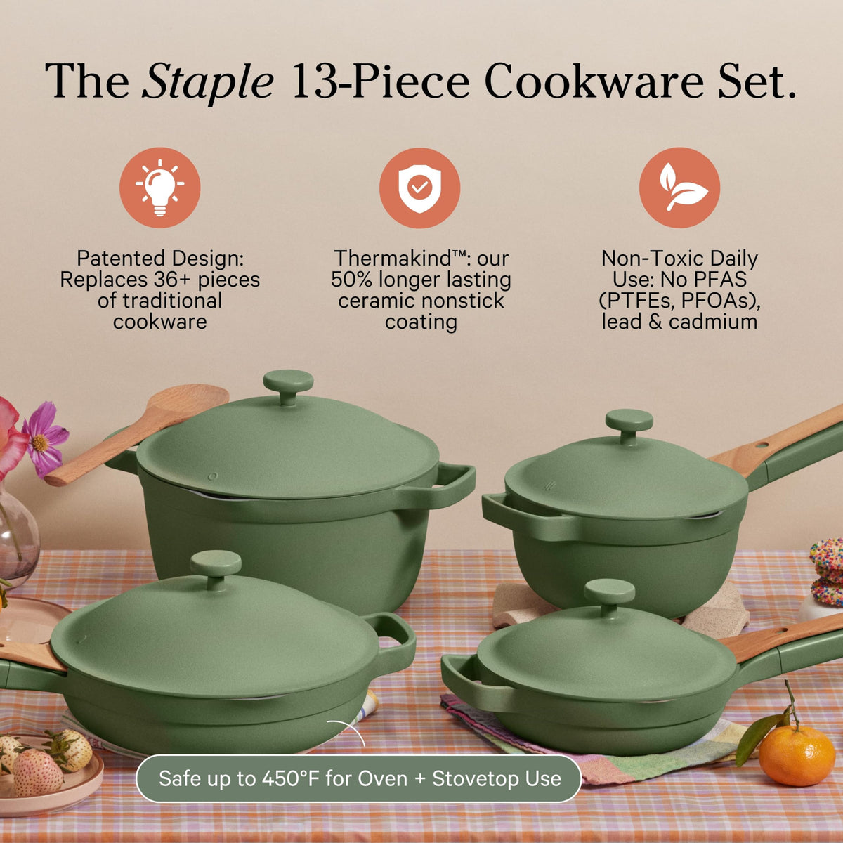 Our Place Cookware Set - 13-Piece Kit Including the Always Pan, Perfect Pot and Spatulas | Multifunctional, Toxin-Free Nonstick | Heat Safe up to