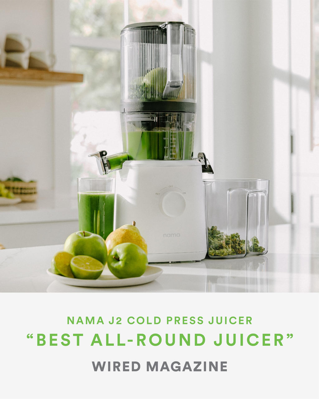 Nama J2 Cold Press Juicer C Self Feeding for Hands-Free Operation with Wide Mouth Hopper for Whole Recipe Loading, Zero Waste Masticating Juicer For
