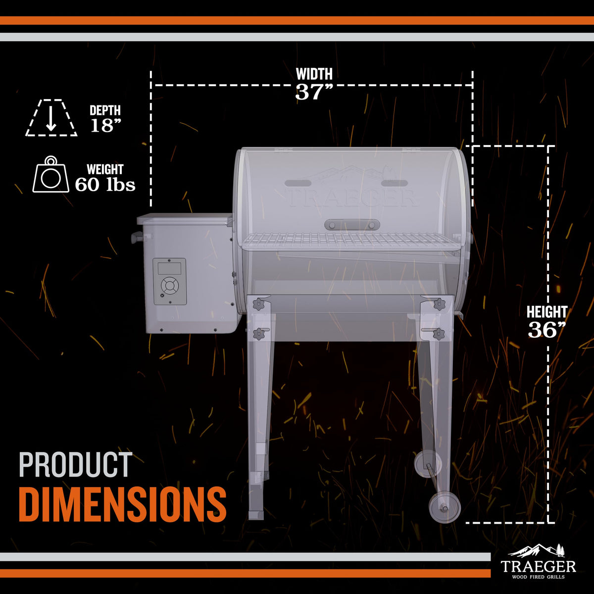 Traeger Grills TFB30KLF Tailgater 20 Portable Electric Wood Pellet Grill and Smoker C Foldable Legs, 6-in-1 Versatility, 300 sq. in. Cooking Space