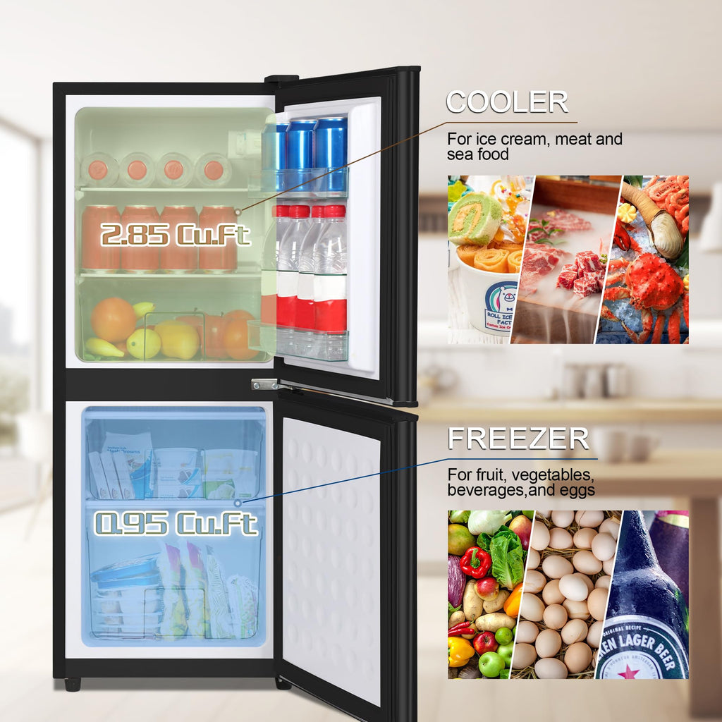 Mini Refrigerator with Freezer 4.0 Cu. Ft., Small Dorm Fridge with Freezer, Adjustable Thermostat Compact Fridge Freezers for Apartment, Dorm