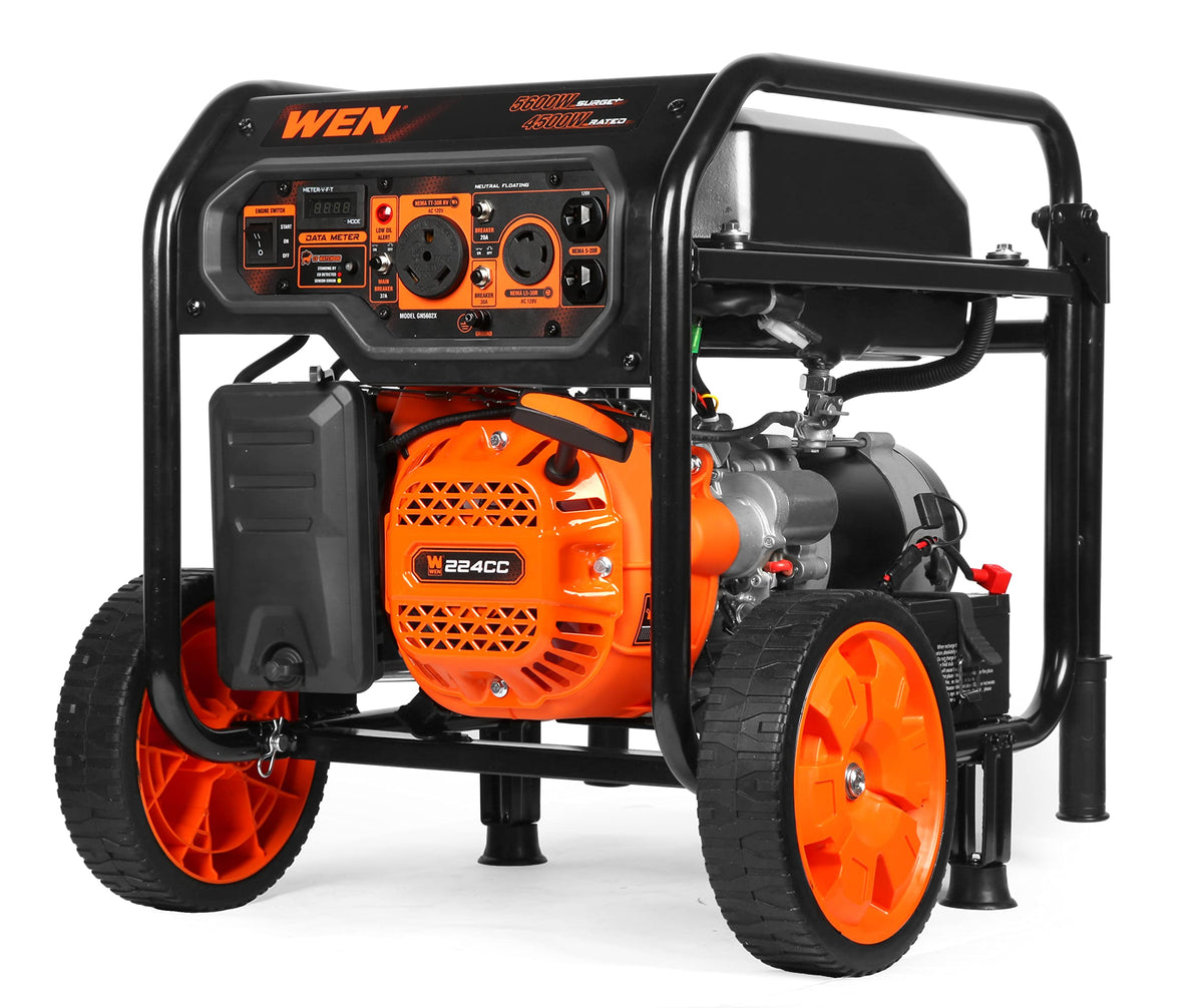 WEN 5600-Watt Portable Generator, Electric Start, 224cc, Transfer-Switch and RV-Ready with CO Shutdown Sensor (GN5602X)