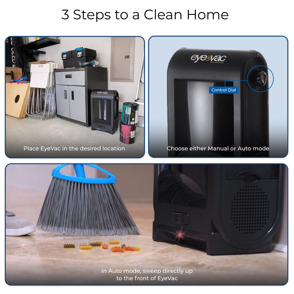 EyeVac Pro Touchless Vacuum Automatic Dustpan - Ultra Fast & Powerful - Great for Sweeping Salon Pet Hair Food Dirt Kitchen, Corded Canister Vacuum
