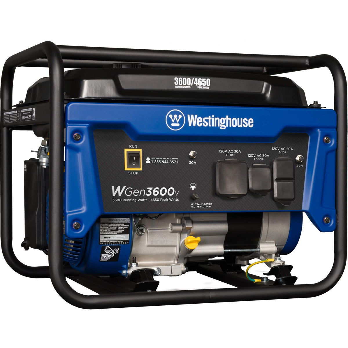 Westinghouse 4650 Peak Watt Dual Fuel Portable Generator, Remote Electric Start with Auto Choke, RV Ready 30A Outlet, Gas & Propane Powered