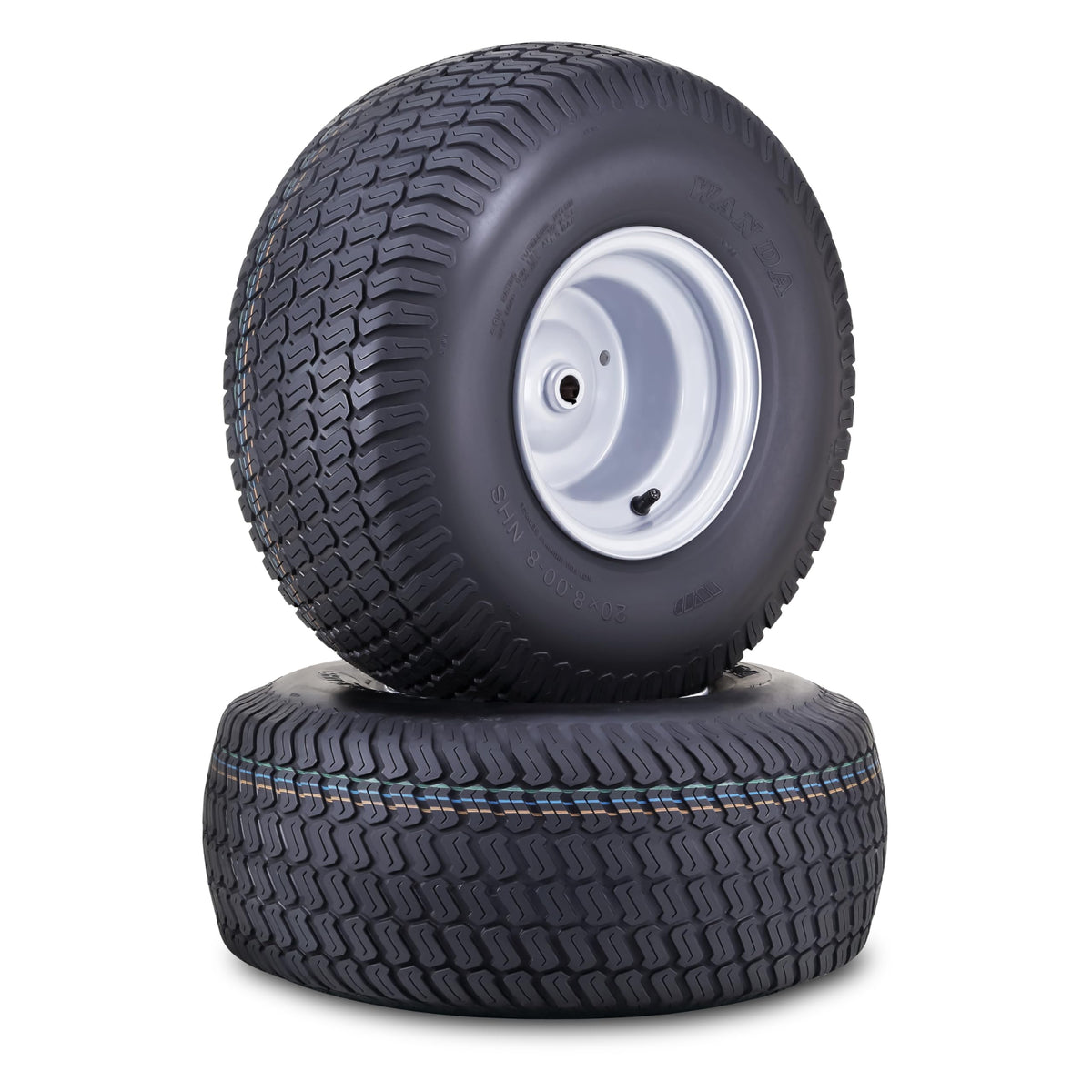 WANDA Lawn Mower Tire Wheel 18X8.5-8 4PR w/4X4" PCD Silver Rim-13028, Set 2