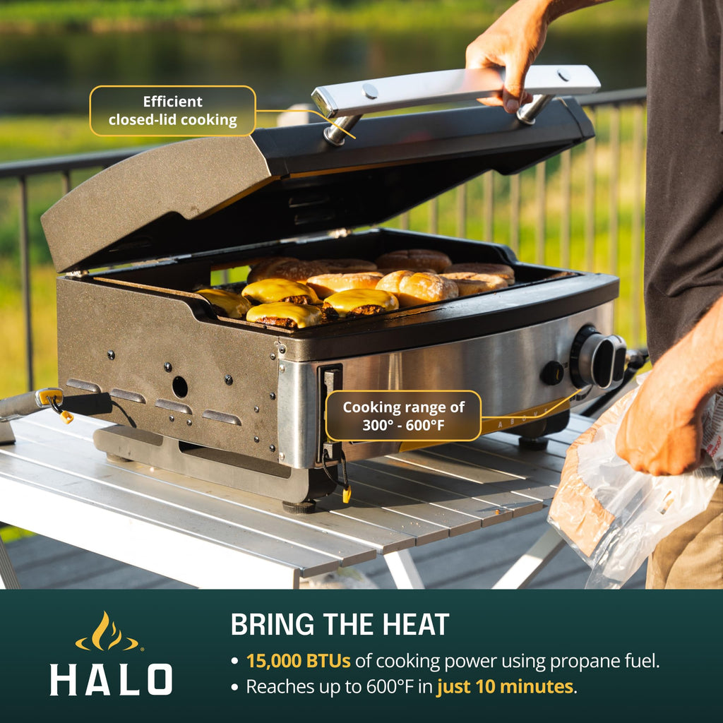 HALO Elite4B Outdoor Griddle | 4 Burner, 8 Cooking Zones | 720 sq. in. (36 x 20) Wind-Proof Cooking Surface | Propane Gas Grill | HZ-1001-XNA