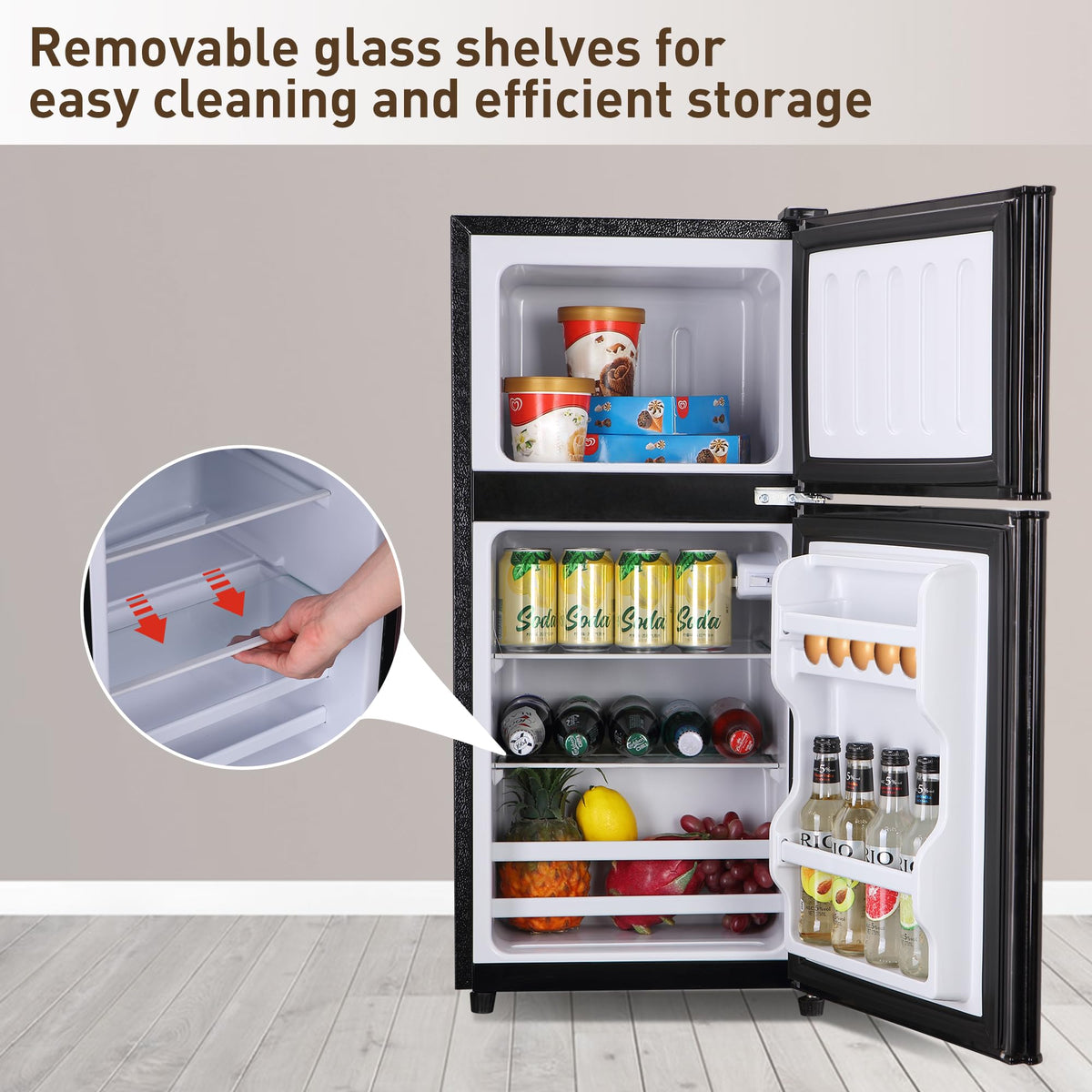 Mini Refrigerator with Freezer 4.0 Cu. Ft., Small Dorm Fridge with Freezer, Adjustable Thermostat Compact Fridge Freezers for Apartment, Dorm