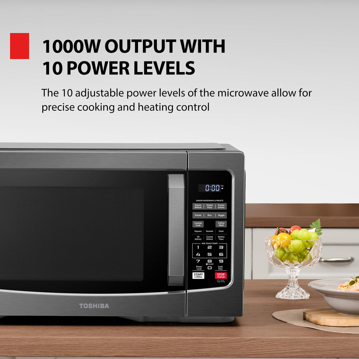TOSHIBA Air Fryer Combo 8-in-1 Countertop Microwave Oven, with Convection, Broil, Odor Removal Mode, 12.4" Position Memory Turntable, Child-Lock, 1.0