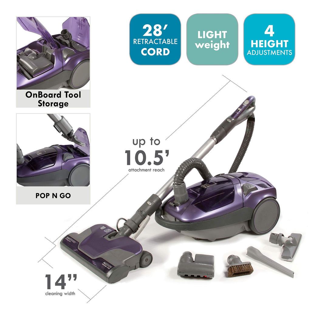 Kenmore Elite 81714 Pet Friendly Ultra Plush Lightweight Bagged Canister Vacuum with Pet PowerMate, HEPA, Extended Telescoping Wand, Retractable Cord