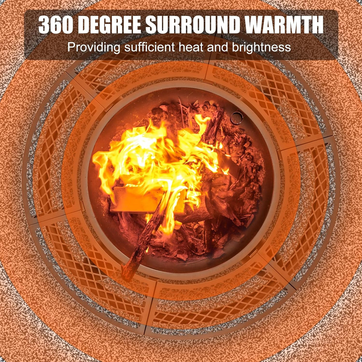 47 Inch Outdoor Fire Pit with 2 Grills, Extra Large BBQ Firepits for Outside, Metal Round Fire pits with Lid&Fire Poker,3 in 1 Wood Burning Outdoor