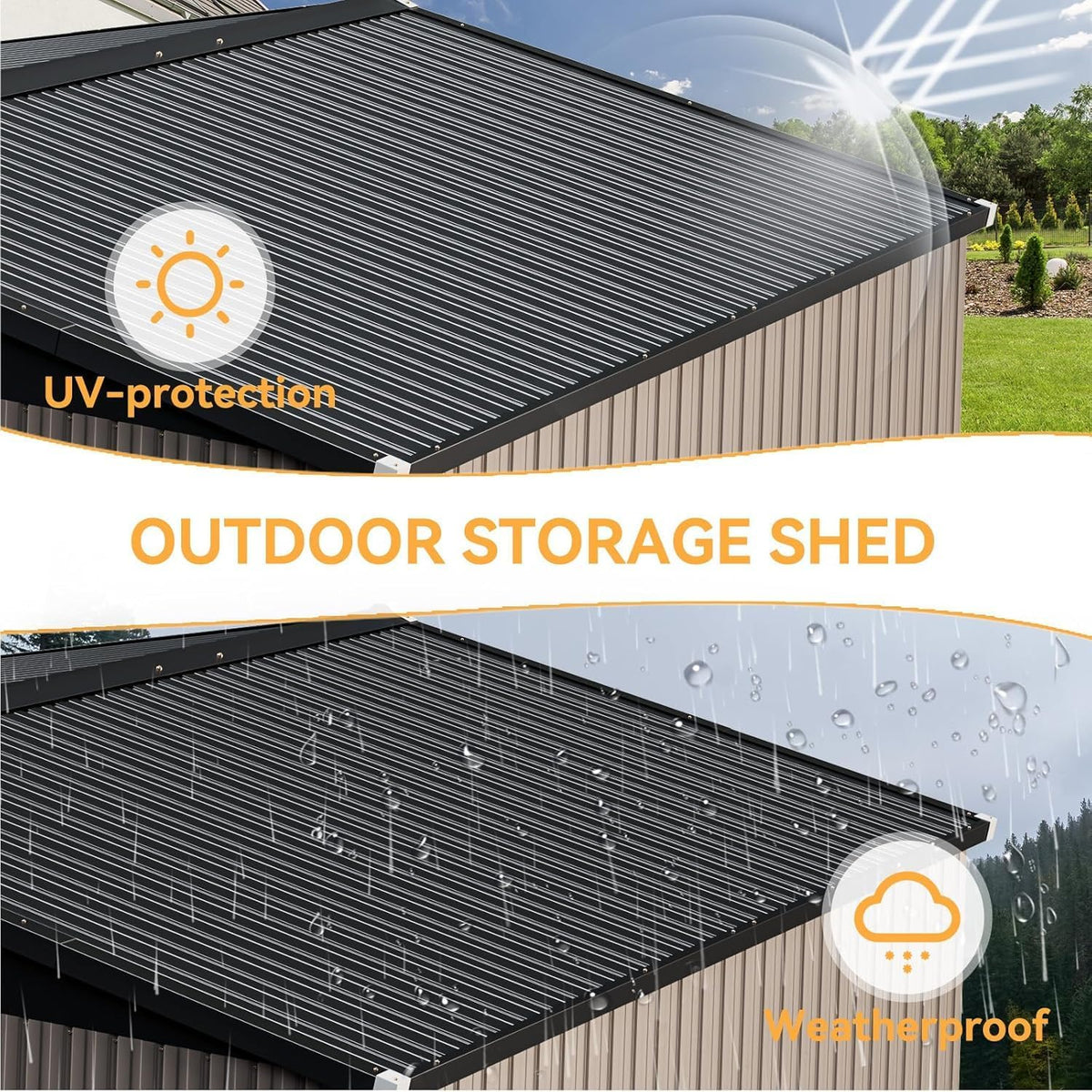 Aoxun 10 x 12FT Outdoor Storage Shed with Double Hinged Large Door Utility Garden Shed with Lockable Door & Sloped Roof Metal Sheds Outdoor Storage