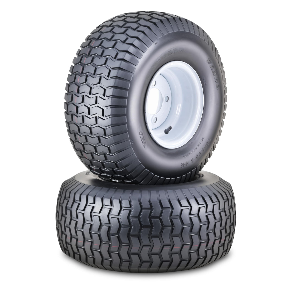 WANDA Lawn Mower Tractor Tire Wheel 18X7.5-8 4PR w/ 4X4" PCD White Rim,SET2