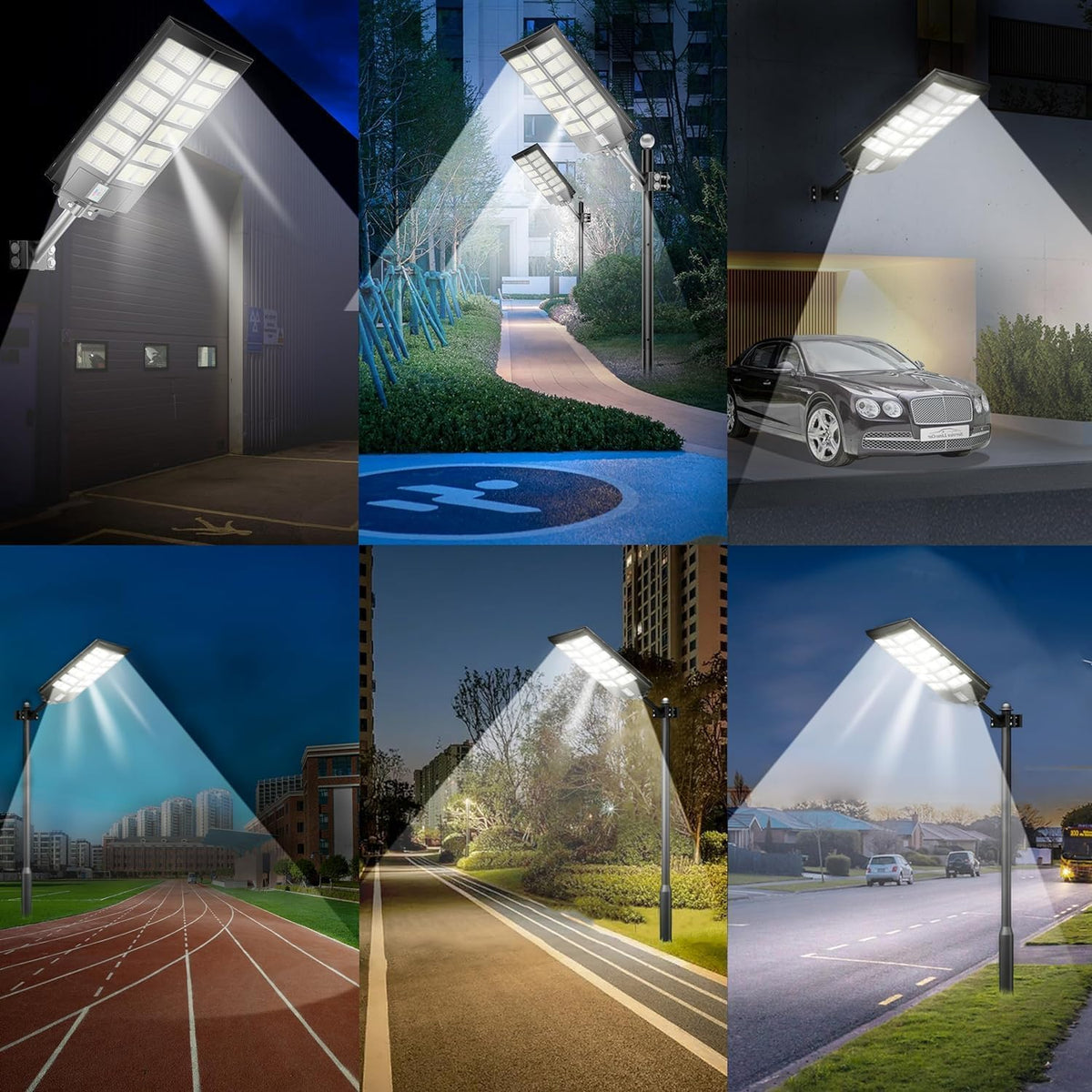 Solar Street Lights Outdoor Waterproof Dusk to Dawn, Large 9000W Outdoor Floodlight LED Motion Sensor, 7000K Wide Angle Parking Lot Flood Lamp Remote