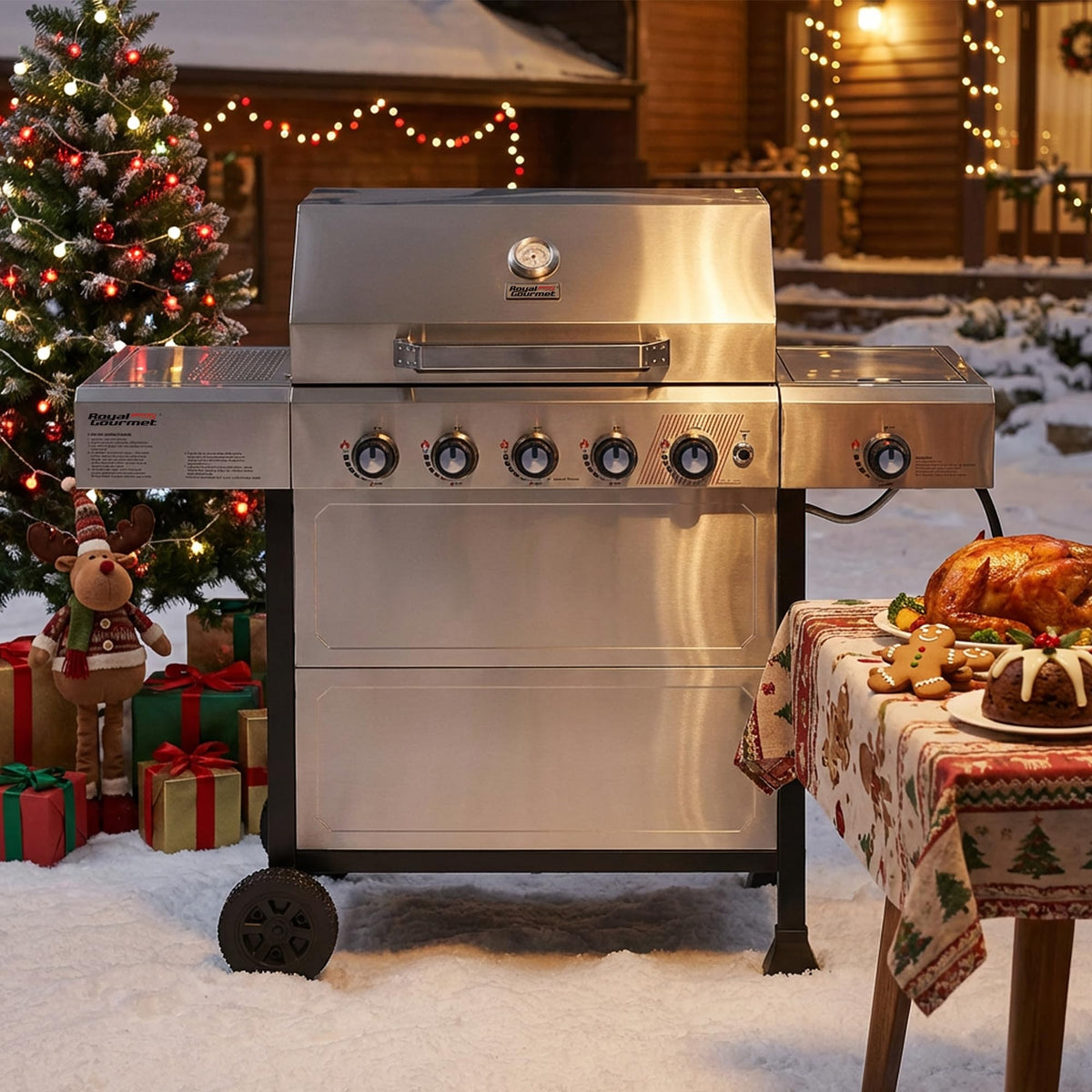 Royal Gourmet GA5401T 5-Burner BBQ Liquid Propane Gas Grill with Side Burner, Stainless Steel 61,000 BTU Output for Patio Garden Picnic Backyard