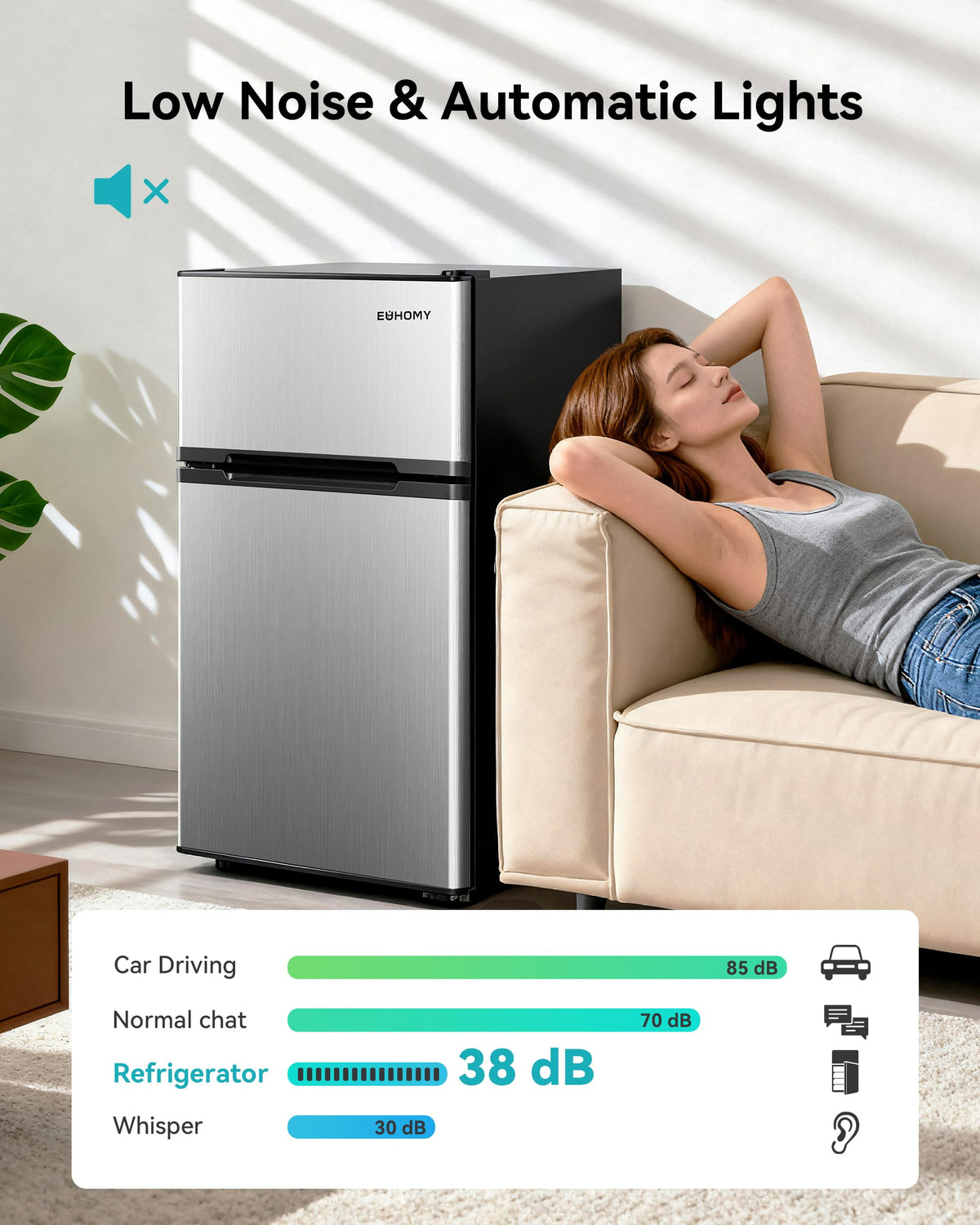 EUHOMY 3.2 Cu.Ft. Refrigerator with Freezer, 2 Door Fridge, Adjustable ThermostatLarge Capacity, Refrigerator for Kitchen/Dorm/Office/Apartment