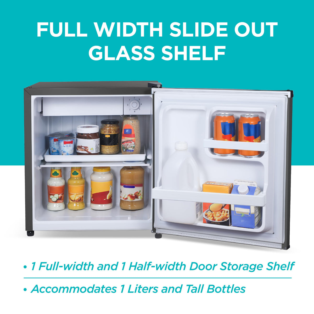BLACK+DECKER 1.7 Cu. Ft. Compact Refrigerator, ENERGY STAR Certified, Single Door Mini Fridge with Chiller Compartment, Personal Fridge for Home or